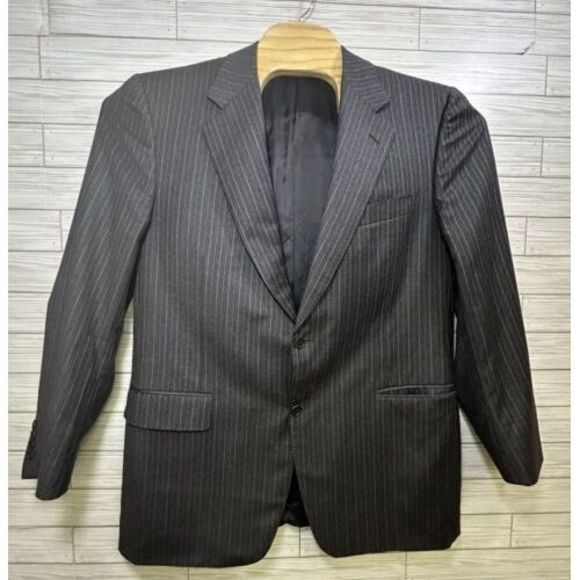 Canali Super 120's Wool Pinstripe Sport Coat Blazer Made In Italy‎ US 42 Gray - Picture 1 of 12